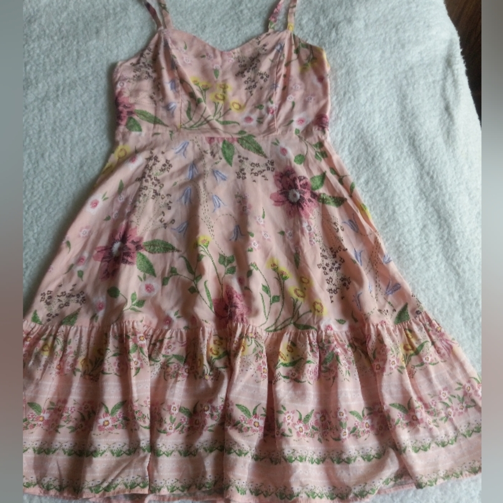 Old Navy Women's Tiered Cami Peach Floral Baby Doll  Summer Tropical Size SP